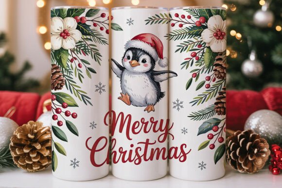 Christmas Penguin Tumbler Wrap