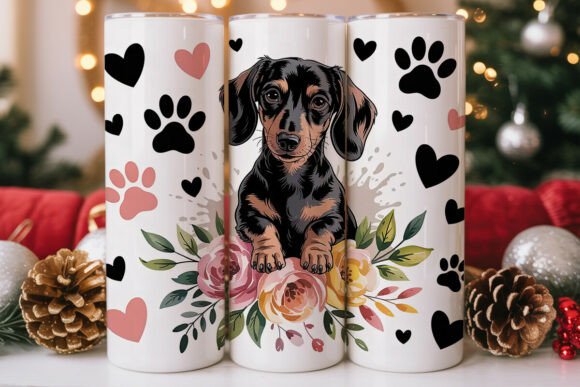 Dachshund Floral Dog Tumbler Wrap
