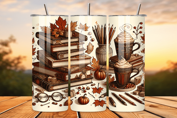 Fall Books Coffee 20oz Tumbler Wrap PNG Review