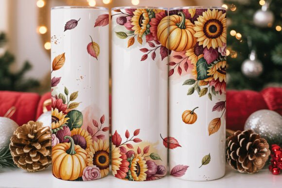 Fall Floral Watercolor 20oz Tumbler Wrap