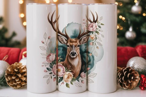 Floral Deer 20oz Tumbler Wrap
