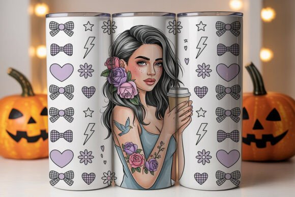 Girly Rose Tattoo Tumbler Wrap