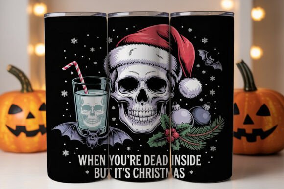 Gothic Christmas Skull Tumbler Wrap