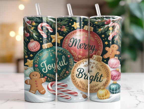 Joyful Merry Bright Christmas Tumbler