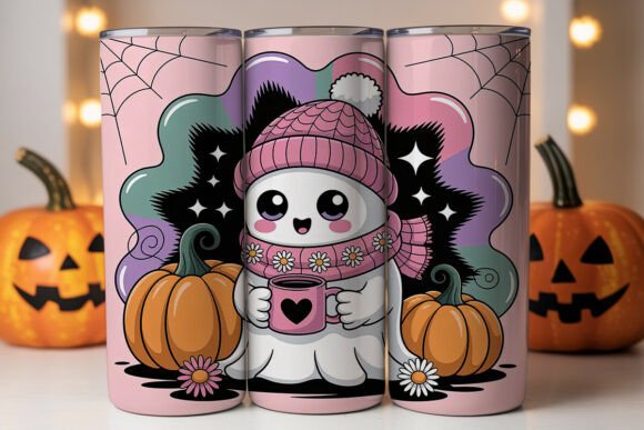 Kawaii Ghost Halloween Tumbler Wrap