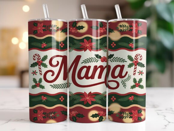 Mama Claus Christmas Tumbler Wrap Design