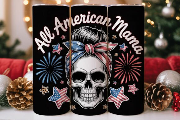 Patriotic Skull Mama Tumbler Wrap