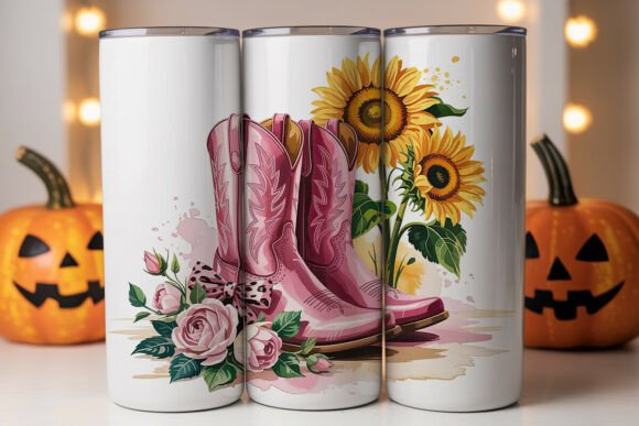 Pink Cowboy Boots Sunflowers PNG Review
