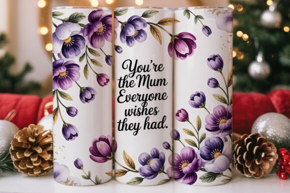 Purple Floral Mum Tumbler Wrap