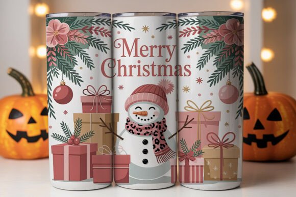 Rose Gold Snowman Christmas Tumbler