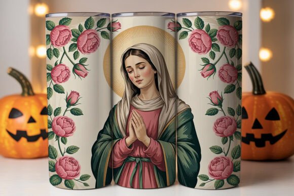 Virgin Mary Floral Tumbler Wrap