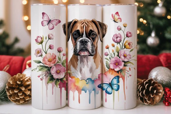 Watercolor Boxer Dog Tumbler Wrap