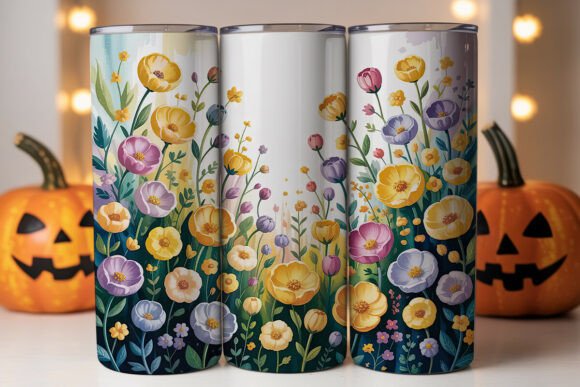 Watercolor Flowers Tumbler Wrap